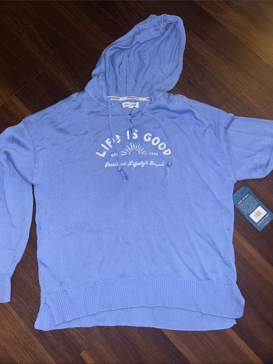 Life Is Good Sweaters - Life Is Good Hooded Sweater Knit Tassel Tie Top NWT